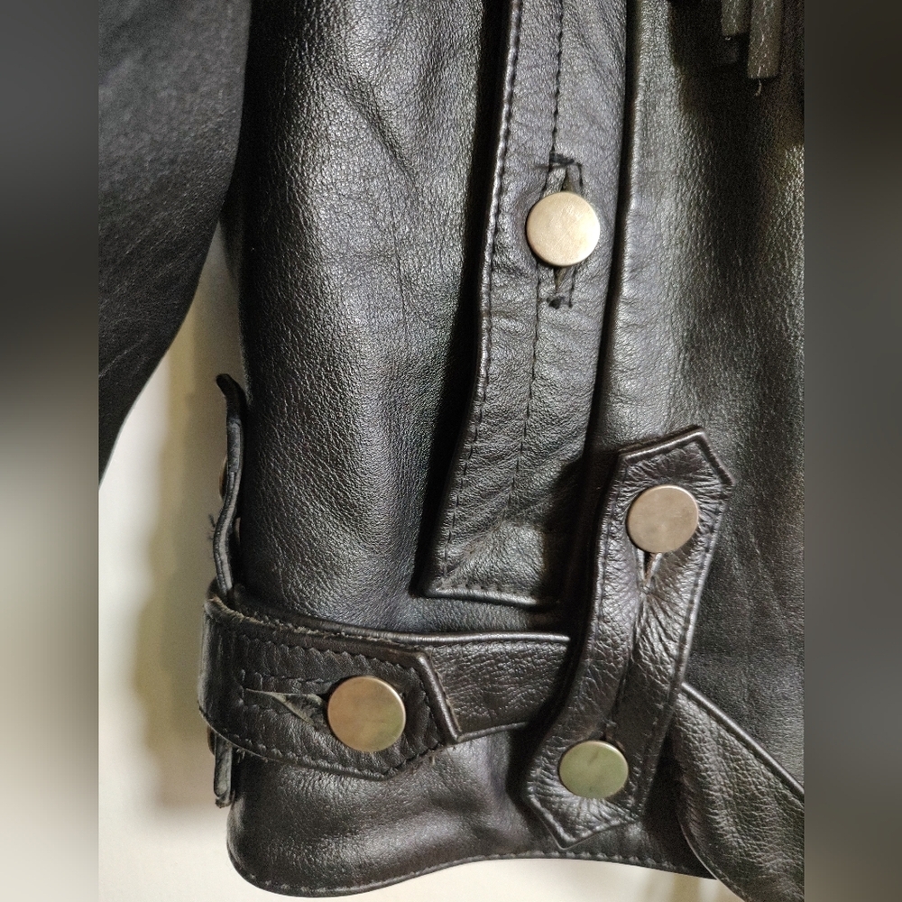 Vintage Open Road Black Fringe Insulated Leather Jacket - Picture 7 of 16
